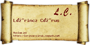 Lőrincz Círus névjegykártya